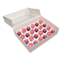 Loyal Bakeware 24 Cavity Mini Cupcake Box & Insert 13x10x3(H)in Carton of 50