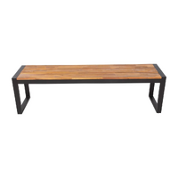 Bolero Acacia Wood and Steel Industrial Benches 1600mm Pack of 2