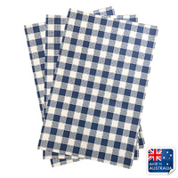 Greaseproof Paper Gingham Blue 190x300mm Pkt of 200