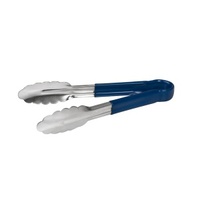 Stainless Steel Tong 1 Piece w PVC Coated Handle Blue 230mm