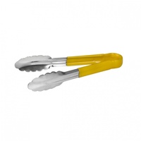Stainless Steel Tong 1 Piece w PVC Coated Handle Yellow 300mm