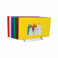 Complete Colour Code Set of Chopping Boards Brushes Tongs & Stand 450x600x13mm