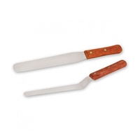 Spatula / Palette Knife Straight & Cranked Set 200mm Wood Handle S/S Blade