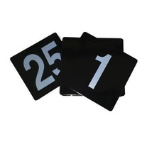 Table Number Set Plastic 105x95mm White on Black Set of 1-25