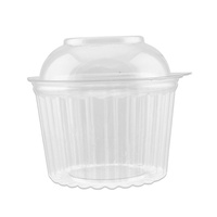 Clear ShoBowl PET Container Hinged Dome Lid Round 16oz 470ml Pkt of 50