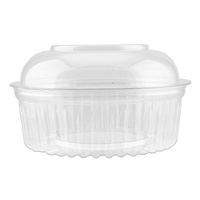 Clear ShoBowl PET Container Hinged Dome Lid Round 24oz 710ml Pkt of 50