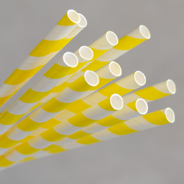 Eco-Straw Regular Paper Straw Yellow/White stripe PK of 250