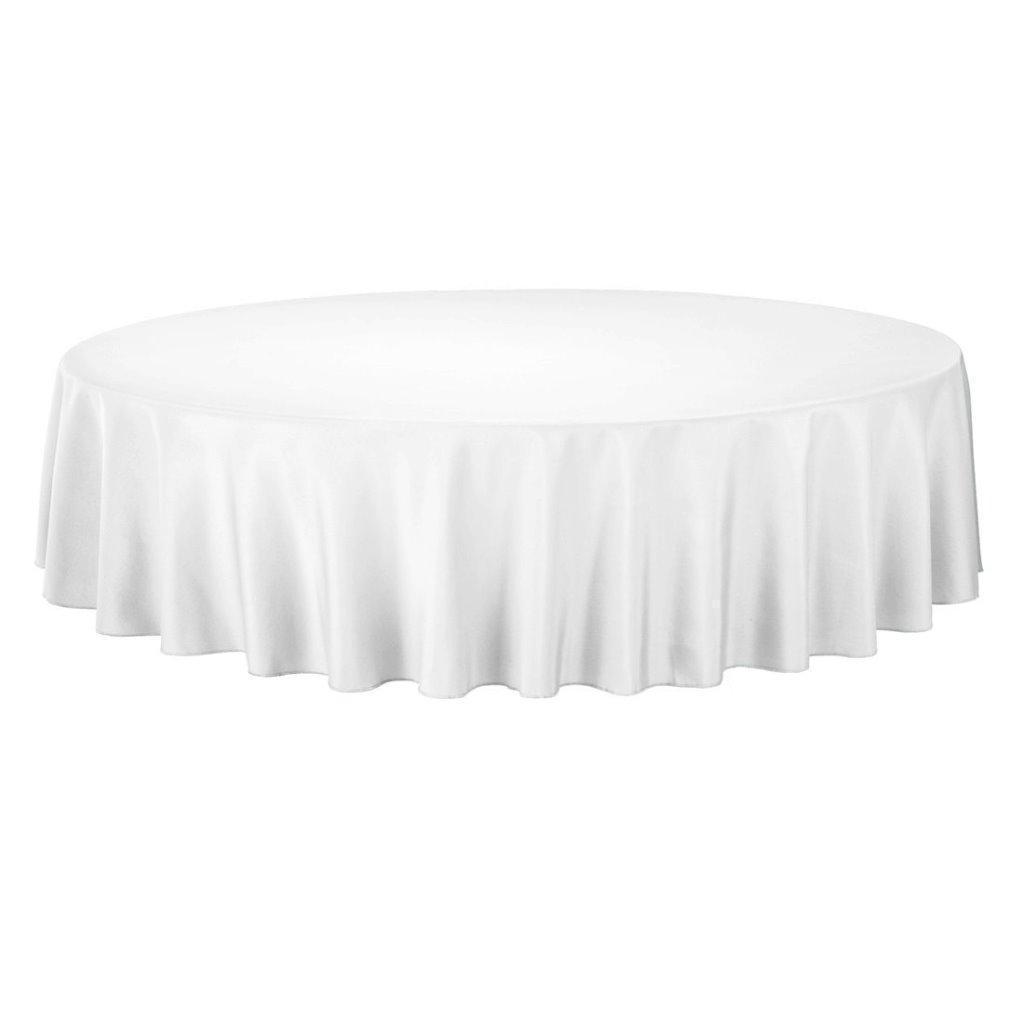 White Round Table Cloth 224cm 100% Jet Spun Polyester Bundle of 5