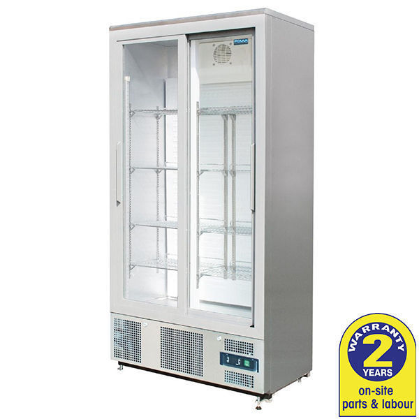 Polar 2 Door Display Fridge 490L Sliding Doors