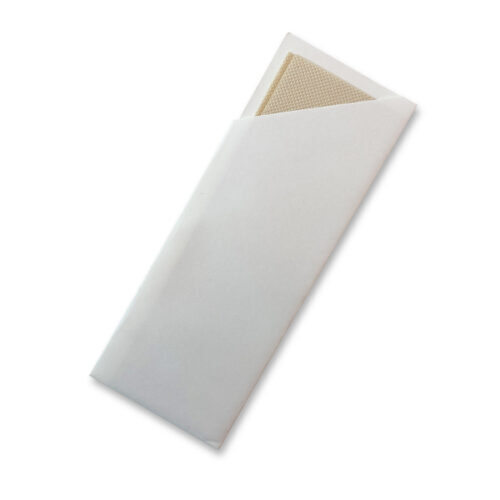 Disposable White Cutlery Pouch with Bamboo Napkin Ctn of 1000