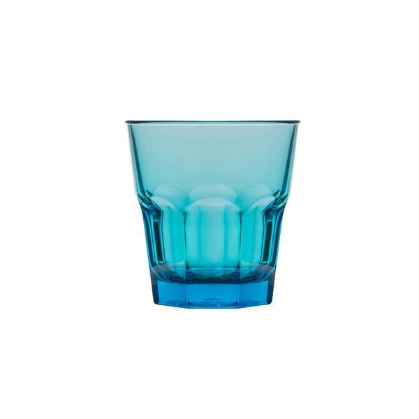 Polysafe Plastic Glass-Look Rocks Tumbler 240mL Aqua Stackable
