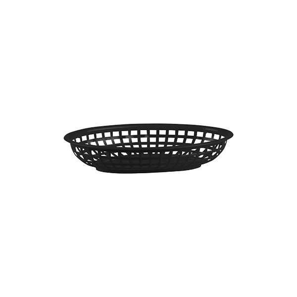 American Diner Style Plastic Basket Black Oval 240x150x50mm Set of 12