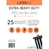 CaterPak Heavy Duty Garbage Bag 240L Oxo-Bio Pkt of 25