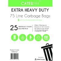 CaterPak Heavy Duty Garbage Bags 75L Oxo-Bio Pkt of 25