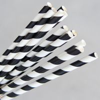 Eco-Straw Regular Paper Straw Black/White stripe Ctn of 2500
