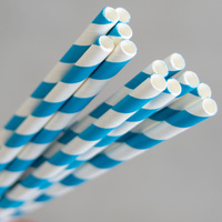 Eco-Straw Regular Paper Straw Blue & White Stripe Ctn of 2500