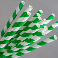 Eco-Straw Regular Paper Straw Green/White stripe Ctn of 2500