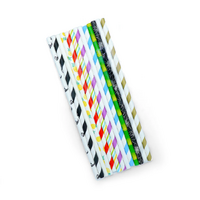 Eco-Straw Regular Paper Straw Mixed Colours and Prints PK of 250