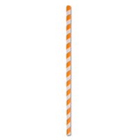 Eco-Straw Orange/White Stripe Paper Straw Jumbo Kraft Pk of 250