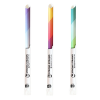 Eco-Straw Strong 5 Ply Mixed Individually Wrapped Paper Bubble Tea Straw Ctn of 1000
