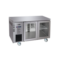 UnderBench Glass Door S/S Fridge 215L 1200mm x 600mm Deep