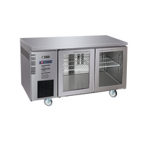 UnderBench Double Glass Door S/S Fridge 300L 1500mm x 600mm deep