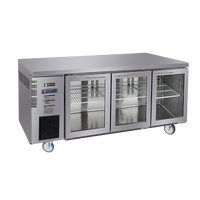 UnderBench Triple Glass Door S/S Fridge 380L 1850mm x 600 Deep