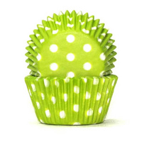 Cake Craft Cupcake Cases Lime Green Polka Dot Pkt of 100 (#408)