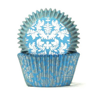 Cake Craft Cupcake Cases Blue & Silver High Tea Pkt of 100 (#408)