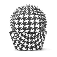 Cake Craft Cupcake Cases Black & White Hounds Tooth Pkt of 100 (#408)
