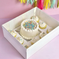 White Bento 8 Hole Cupcake & Cake Box w/ Lid 13x13x6"