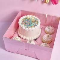 Pink Bento 5 Hole Cupcake & Cake Box w/ Lid 10x10x5"