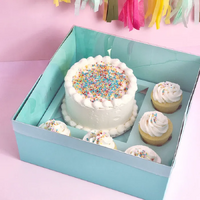 Blue Bento 5 Hole Cupcake & Cake Box w/ Lid 10x10x5"
