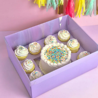 Lilac Bento 8 Hole Cupcake & Cake Box w/ Lid 13x13x6"
