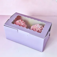 Lilac 2 Hole Cupcake Box w/ Lid 6.2 x 3.5 x 2.9Inch