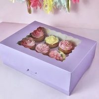 Lilac 12 Hole Cupcake Box w/ Lid 12.7x 9.7x 3.5 Inch Pk of 5
