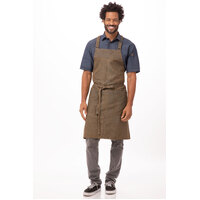 Chefworks Uptown Cross-Back Blue Taupe Bib Apron