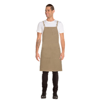 Chefworks Austin Denim Cross Back Bib Apron- Natural