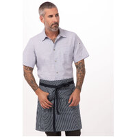 Chefworks Portland Half Bistro Apron Indigo Blue Stripes