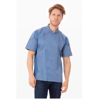 Chefworks Springfield Short Sleeve Chef Jacket Sky Blue XS-3XL