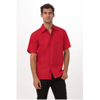 Chefworks Genova Short Sleeve Cafe Shirt Red XS-4XL