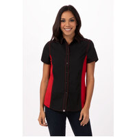 Chefworks Womens Universal Contrast Shirt Black/Red XS-2XL