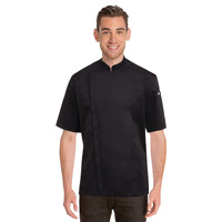 Chefworks Cannes Coat with Press Studs & Short Sleeve Black