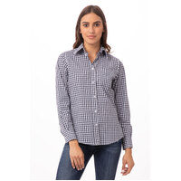 Chefworks Women's Oxford Dress Shirt Blue Gingham XS-2XL