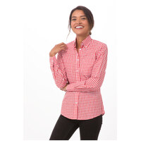 Chefworks Women's Oxford Dress Shirt Red XS-2XL