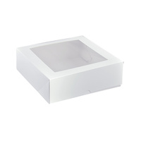 SALE White Milkboard 9" Square Cakebox w Hinged Lid