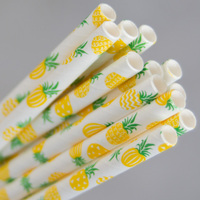 SALE...Eco-Straw Regular Paper Straw White with Pineapples Pk of 250
