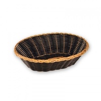 Bread Basket Dishwasher Safe Black Plastic Gold Trim Oval 230x160mm