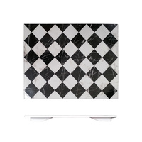 SALE Ryner Melamine Premium Marble Checkered Style Black & White Plate 325x265mm