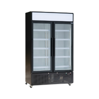 Two Glass Double Door Upright Fridge 1000L, Black DC1000PB